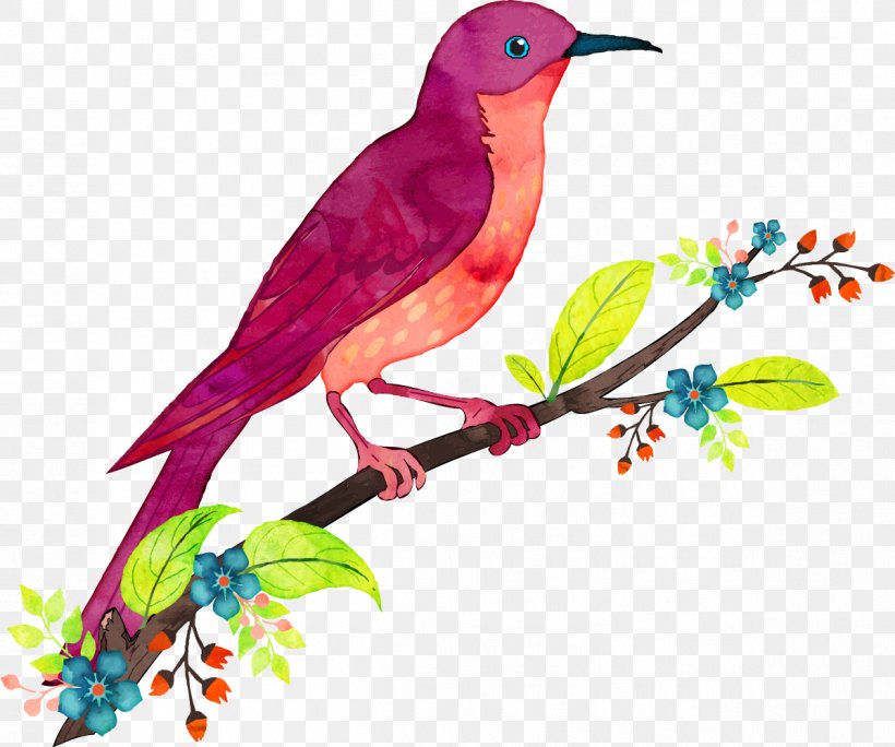 Bird Watercolor Painting Illustration, PNG, 1198x1000px, Bird, Art, Beak, Branch, Fauna Download Free