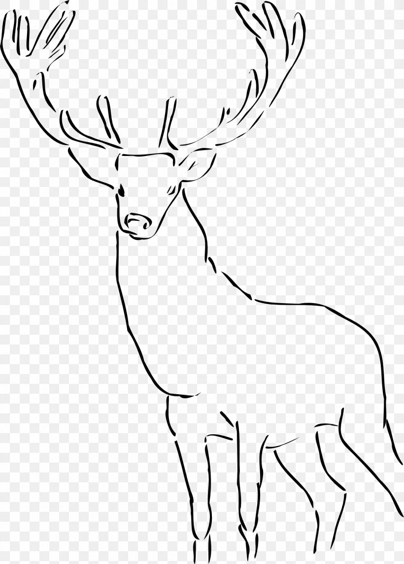 Deer Clip Art, PNG, 1373x1920px, Deer, Antler, Black And White, Cattle Like Mammal, Drawing Download Free