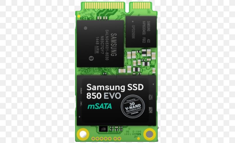 Samsung 850 EVO SSD Solid-state Drive Samsung 850 EVO III MSATA Serial ATA Hard Drives, PNG, 500x500px, Samsung 850 Evo Ssd, Circuit Component, Computer Component, Computer Data Storage, Data Storage Download Free