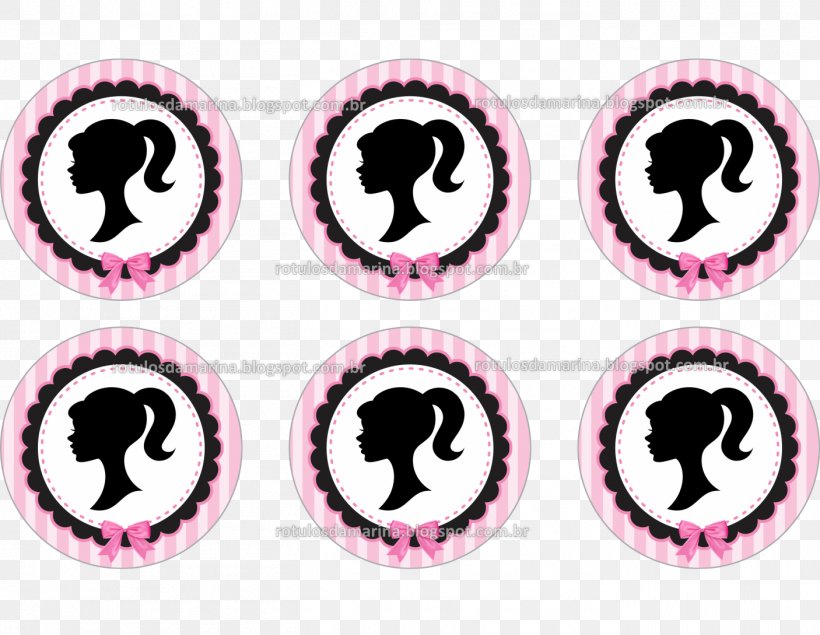 Barbie Label Cupcake Black Pink, PNG, 1406x1089px, Barbie, Adhesive, Black, Bottle, Cake Decorating Download Free