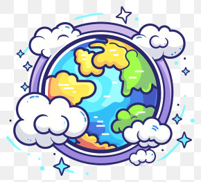 Planet Earth - Earth With Clouds And Stars Illustration PNG
