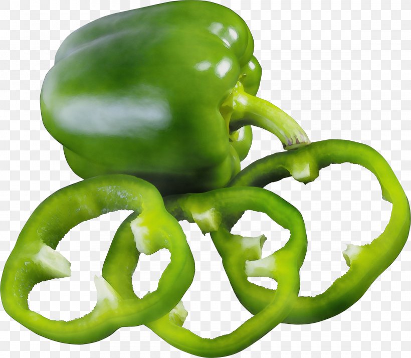 Bell Pepper Green Bell Pepper Bell Peppers And Chili Peppers Pimiento Green, PNG, 2337x2035px, Watercolor, Bell Pepper, Bell Peppers And Chili Peppers, Capsicum, Chili Pepper Download Free