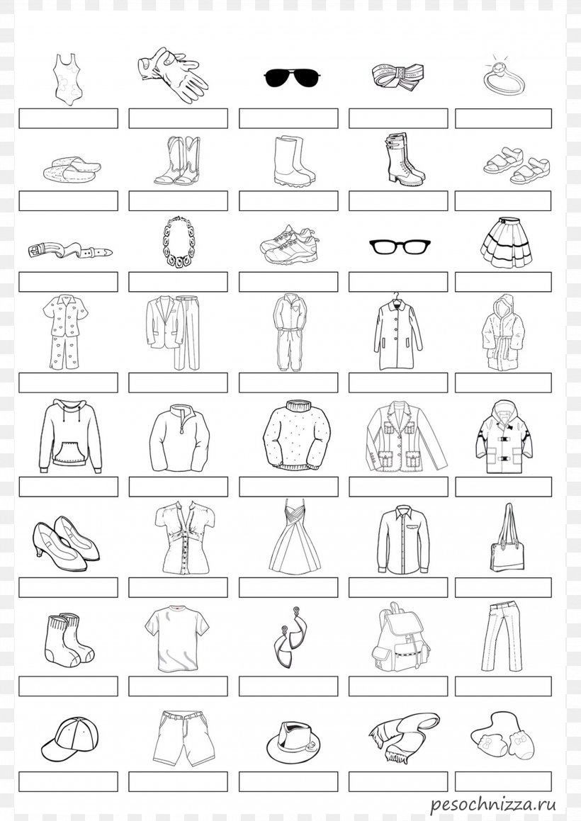 English Clothing Exercise Coloring Book Game, PNG, 2480x3508px, English, Area, Black And White, Child, Clothing Download Free