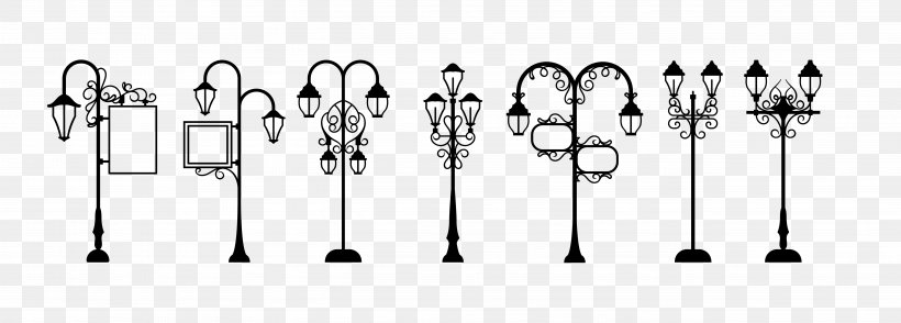 Street Light Lighting, PNG, 5192x1864px, Street Light, Antique, Black And White, Brand, Lamp Download Free