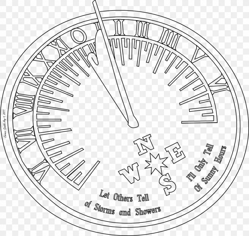 Sundial Drawing Compass Clock, PNG, 944x896px, Sundial, Area, Black And White, Clock, Compass Download Free