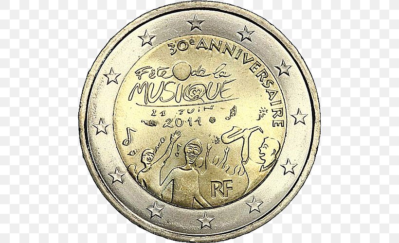 2 Euro Coin France UEFA Euro 2016 2 Euro Commemorative Coins, PNG, 500x500px, 2 Euro Coin, 2 Euro Commemorative Coins, Coin, Commemorative Coin, Currency Download Free