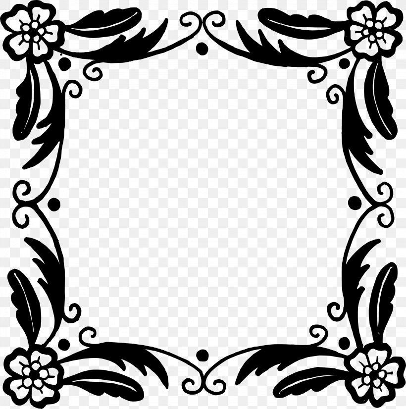 Flower Picture Frames Floral Design Clip Art, PNG, 2257x2274px, Flower, Area, Artwork, Black, Black And White Download Free