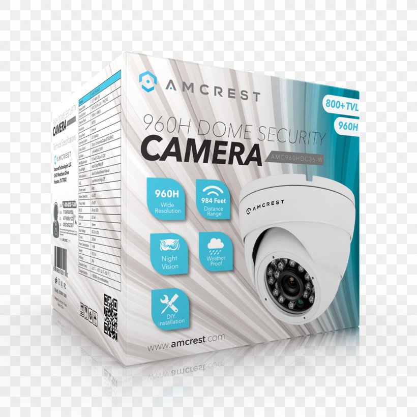 Camera Amcrest 960H 800+ TVL Dome Television Lines Night Vision Closed-circuit Television, PNG, 1500x1500px, Camera, Amcrest Ip2m841, Brand, Closedcircuit Television, Display Resolution Download Free