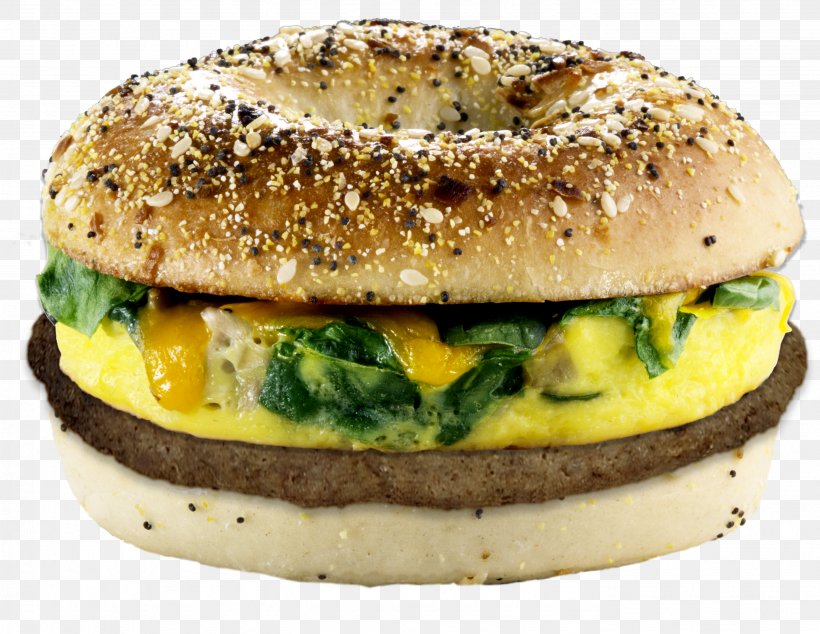 Bagel Hamburger Breakfast Sandwich Vegetarian Cuisine Omelette, PNG, 2772x2146px, Bagel, Baked Goods, Breakfast, Breakfast Sandwich, Buffalo Burger Download Free