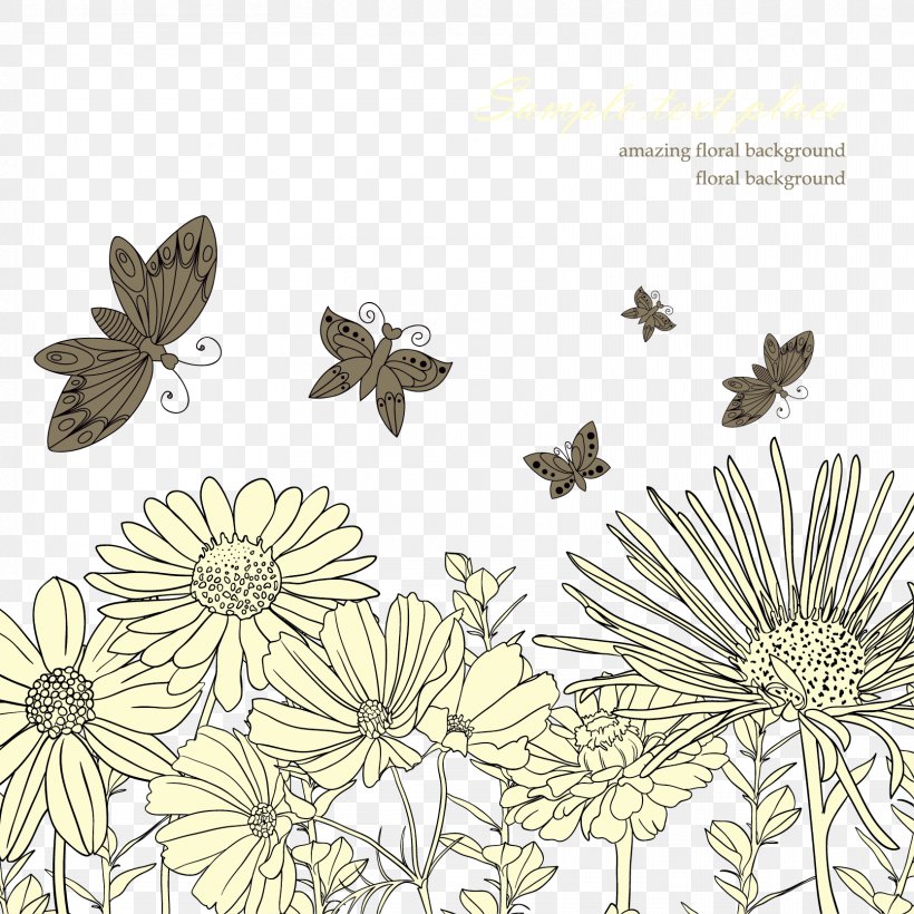 Butterfly Black And White Flower, PNG, 1667x1667px, Butterfly, Black And White, Butterflies And Moths, Daisy, Flora Download Free