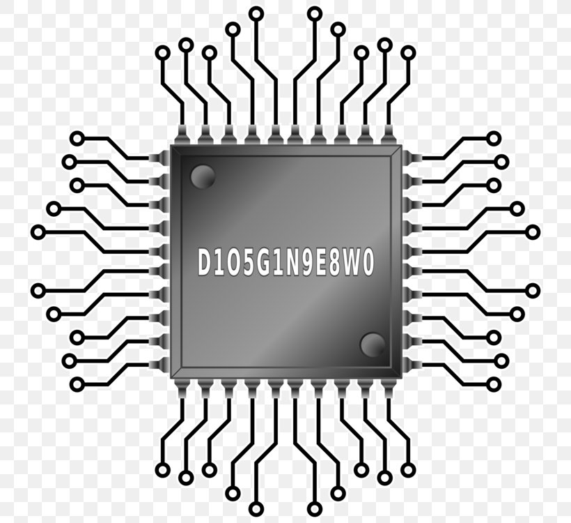 Integrated Circuits & Chips Electronic Circuit Electronics Clip Art Central Processing Unit, PNG, 750x750px, Integrated Circuits Chips, Area, Auto Part, Black And White, Brand Download Free