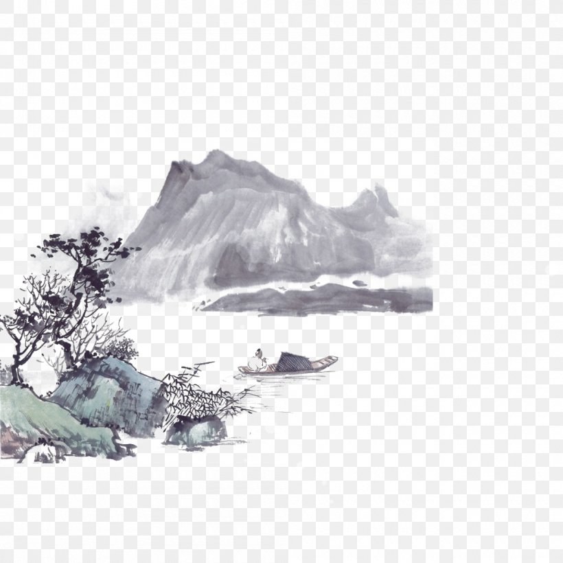 China Landscape Painting India Ink Drawing, PNG, 1000x1000px, China, Black And White, Chinese Painting, Drawing, Elevation Download Free