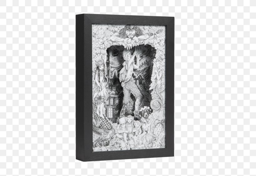 Picture Frames Shadow Box Peter Pan Alice's Adventures In Wonderland Captain Hook, PNG, 664x564px, Picture Frames, Alice S Adventures In Wonderland, Black And White, Captain Hook, Diorama Download Free