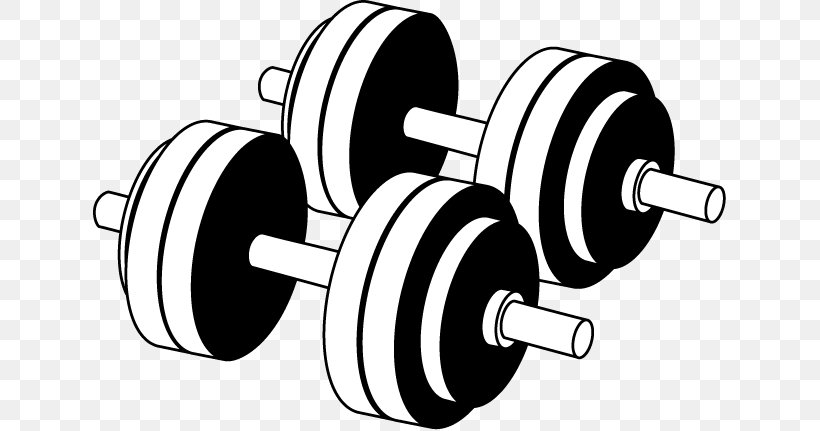 Dumbbell Exercise Fitness Centre Barbell Clip Art, PNG, 633x431px, Dumbbell, Auto Part, Barbell, Black And White, Deadlift Download Free