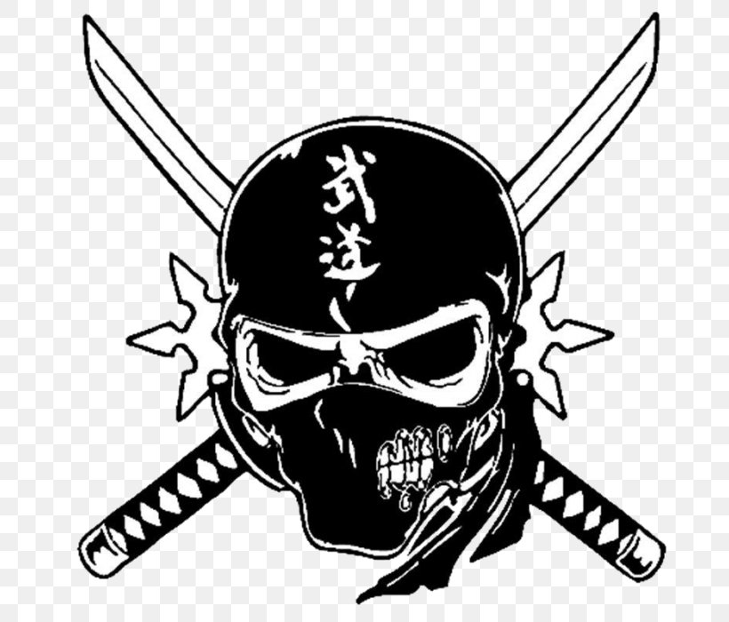 Decal Ninja Bumper Sticker Skull, PNG, 700x700px, Decal, Black, Black And White, Bone, Bumper Sticker Download Free
