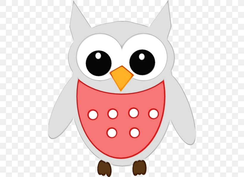 Owl White Cartoon Clip Art Bird, PNG, 498x595px, Watercolor, Bird, Bird Of Prey, Cartoon, Eastern Screech Owl Download Free