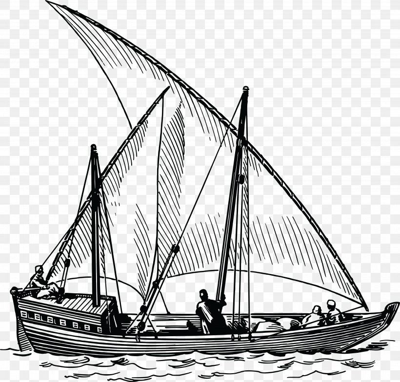 Dhow Sailing Ship Sailboat Clip Art, PNG, 4000x3827px, Dhow, Baltimore Clipper, Barque, Barquentine, Black And White Download Free