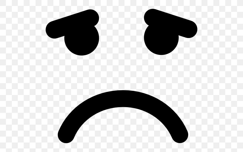 Emoticon Smiley Sadness Download, PNG, 512x512px, Emoticon, Black And White, Emotion, Face, Monochrome Download Free