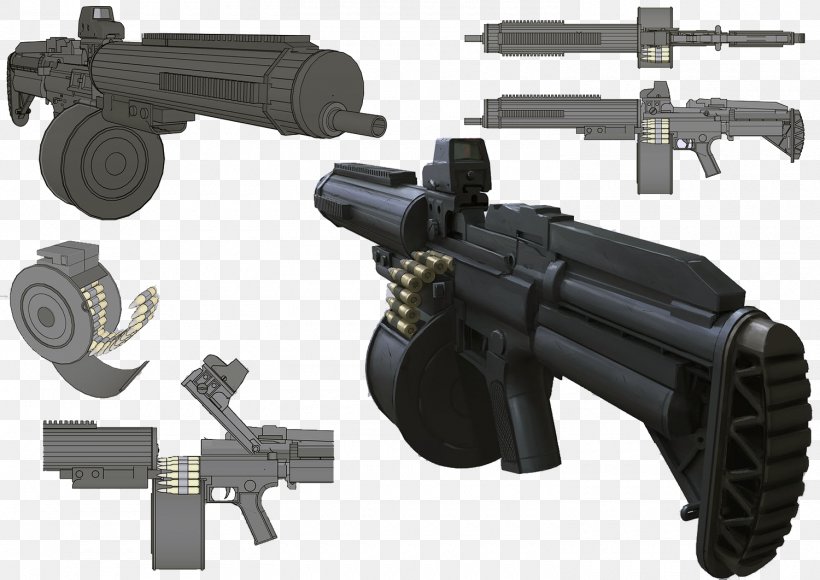 Trigger Heavy Machine Gun Firearm Weapon, PNG, 1500x1061px, Watercolor, Cartoon, Flower, Frame, Heart Download Free