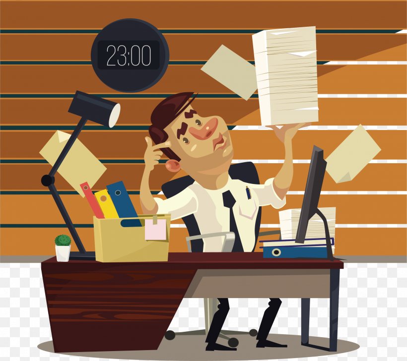 Office At Night Cartoon Stock Illustration Illustration, PNG, 2544x2259px, Cartoon, Art, Businessperson, Communication, Computer Software Download Free