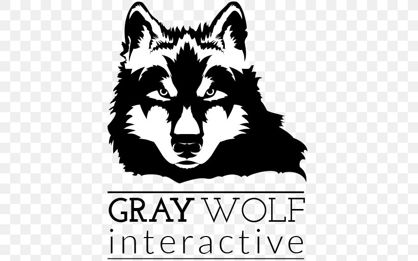 Gray Wolf Logo Whiskers Snout Font, PNG, 512x512px, Gray Wolf, Artwork, Black And White, Carnivoran, Cartoon Download Free