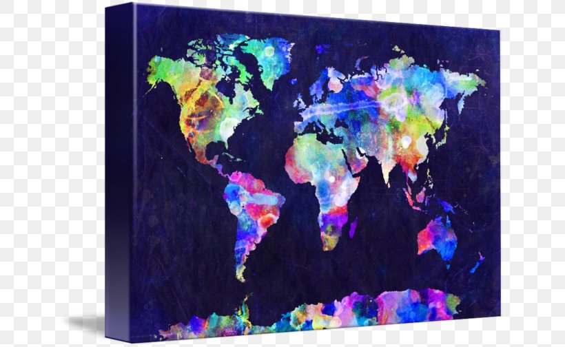 World Map Globe Canvas Print Watercolor Painting, PNG, 650x504px, World, Art, Art Museum, Canvas, Canvas Print Download Free