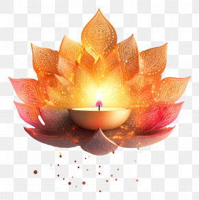 Deepavali - Lotus Shaped Diwali Lamp PNG