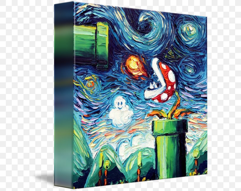 Super Mario Bros. 2 The Starry Night Luigi, PNG, 606x650px, Mario Bros, Acrylic Paint, Art, Artist, Artwork Download Free