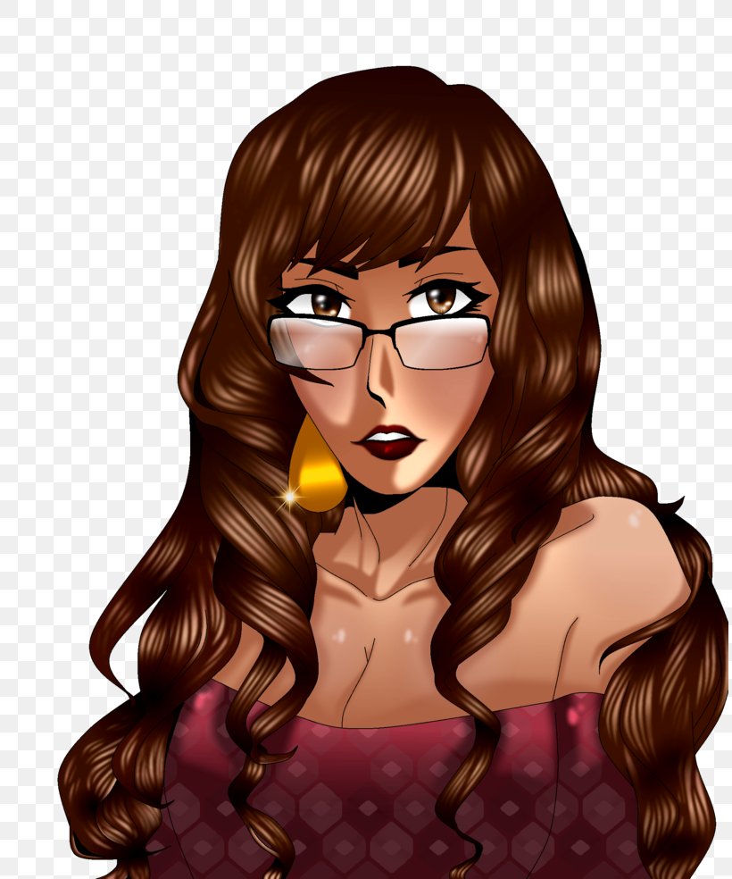 Brown Hair Bangs Glasses, PNG, 812x984px, Watercolor, Cartoon, Flower, Frame, Heart Download Free