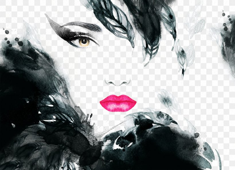 Fashion Watercolor Painting Portrait, PNG, 2000x1447px, Fashion, Abstract Art, Album Cover, Art, Black And White Download Free