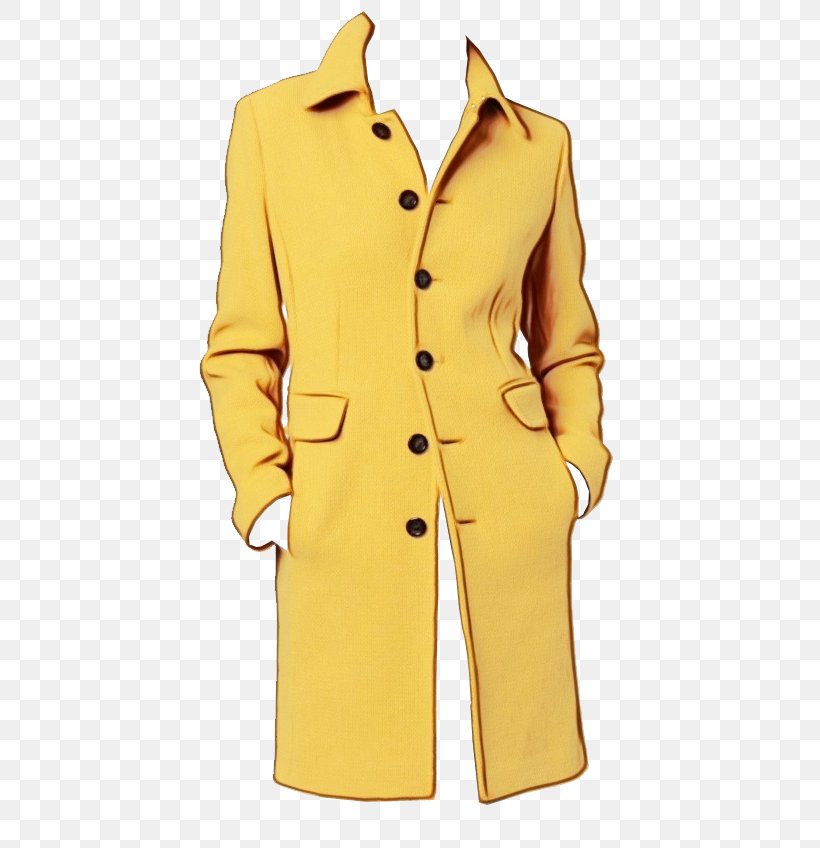 Clothing Yellow Outerwear Trench Coat Coat, PNG, 634x848px, Watercolor, Clothing, Coat, Formal Wear, Jacket Download Free