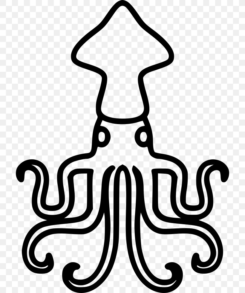 Squid As Food Seafood Crab Octopus, PNG, 714x980px, Squid, Artwork, Black, Black And White, Cephalopod Download Free