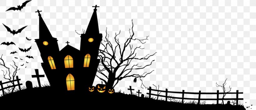 Halloween Haunted Attraction Holiday Wallpaper, PNG, 1095x473px, 4k Resolution, Halloween, Black And White, Brand, Display Resolution Download Free