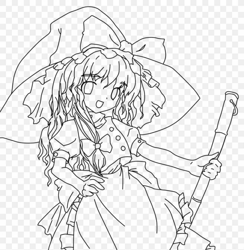Line Art Marisa Kirisame Drawing Touhou Project Coloring Book, PNG, 882x906px, Watercolor, Cartoon, Flower, Frame, Heart Download Free