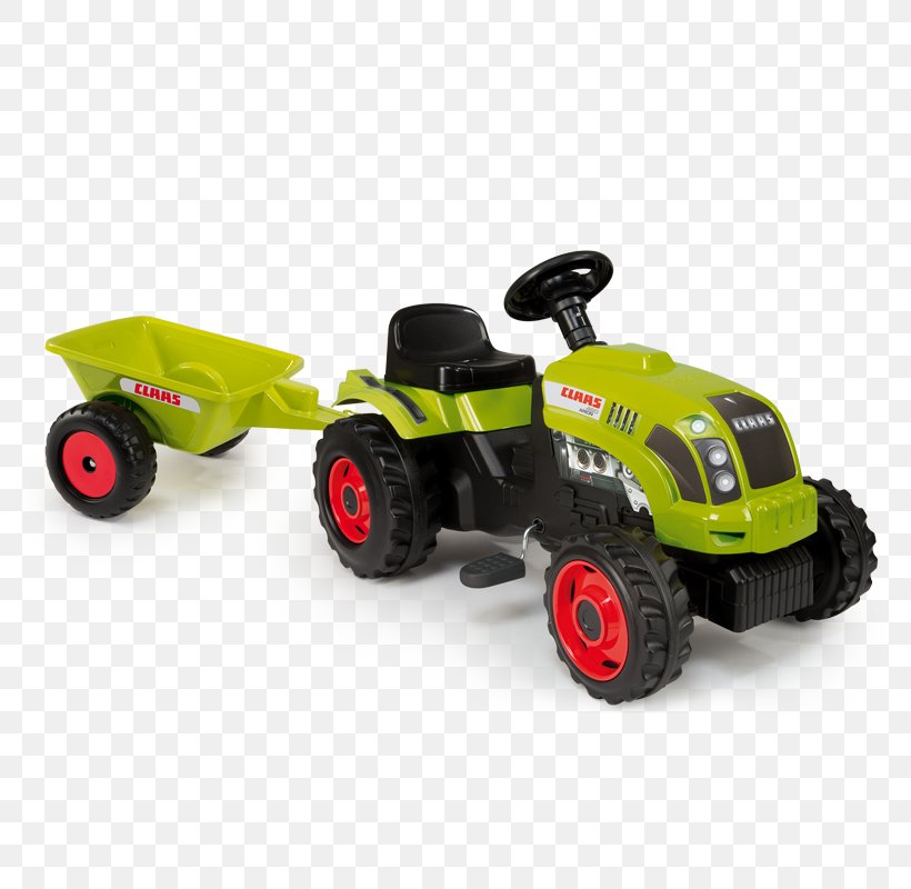 Smoby 710107 Classs Licensed Tractor Toy SMOBY KINDERTRAKTOR CLAAS MIT ANHÄNGER Smoby 710108 Tractor Toy With Trailer, PNG, 800x800px, Tractor, Agricultural Machinery, Agriculture, Bicycle, Car Download Free