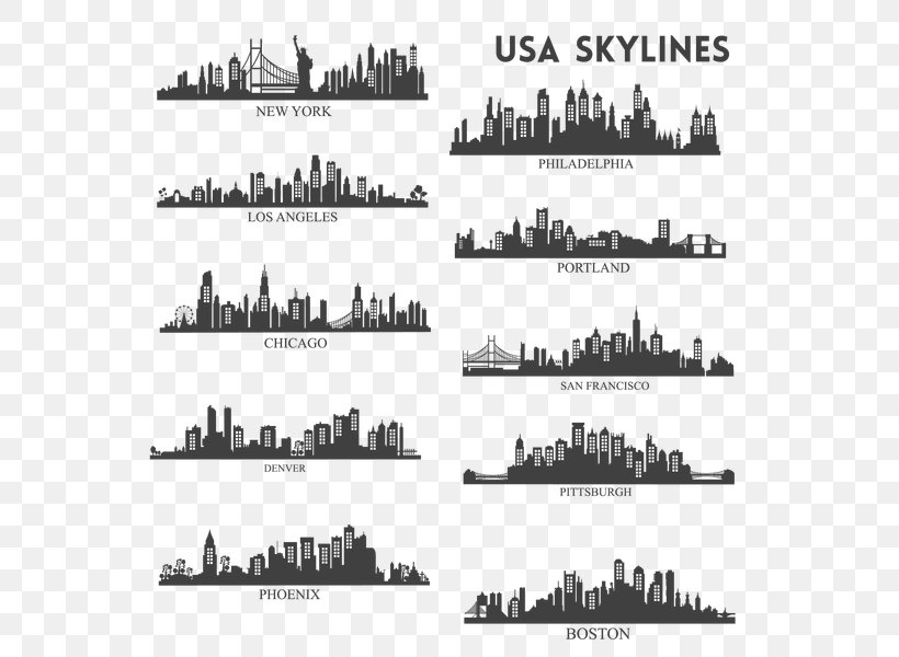 United States Skyline Silhouette Building Vector Graphics, PNG, 600x600px, United States, Architecture, Black And White, Building, Destroyer Download Free