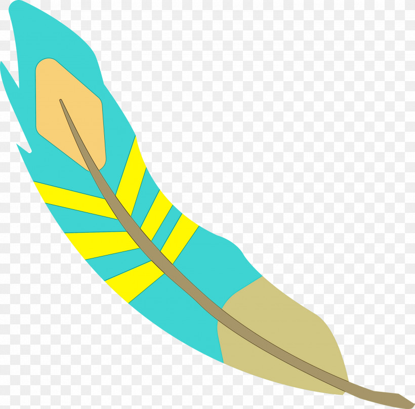 Yellow Line, PNG, 3000x2955px, Cartoon Feather, Line, Paint, Vintage Feather, Watercolor Download Free