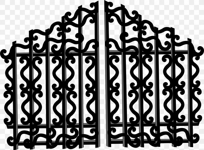 Gate Clip Art, PNG, 2400x1773px, Gate, Black And White, Door, Fence, Iron Download Free