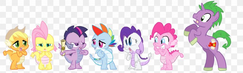 Spike Pony Fluttershy Pinkie Pie Twilight Sparkle, PNG, 3323x1000px, Watercolor, Cartoon, Flower, Frame, Heart Download Free