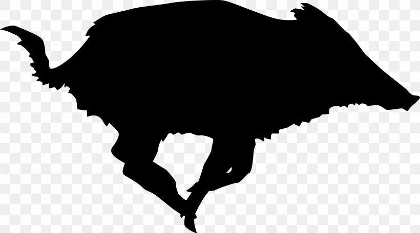 Wild Boar Digital Scrapbooking Clip Art, PNG, 2400x1337px, Wild Boar, Black, Black And White, Bull, Cattle Like Mammal Download Free