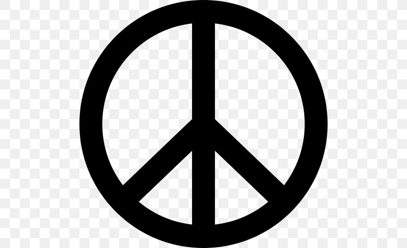 Peace Symbols Clip Art, PNG, 500x500px, Peace Symbols, Area, Black And White, Rim, Sign Download Free