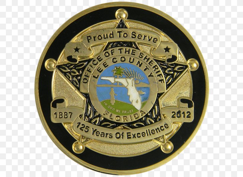 Lee County, Florida Lee County Sheriff's Office Badge Emblem Police, PNG, 600x600px, Badge, Anniversary, Challenge Coin, Emblem, Florida Download Free