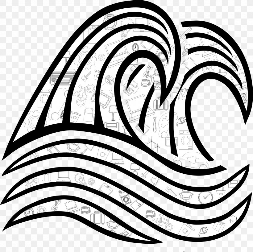 Line Art Drawing Wave Clip Art, PNG, 2400x2394px, Line Art, Area, Art, Black, Black And White Download Free