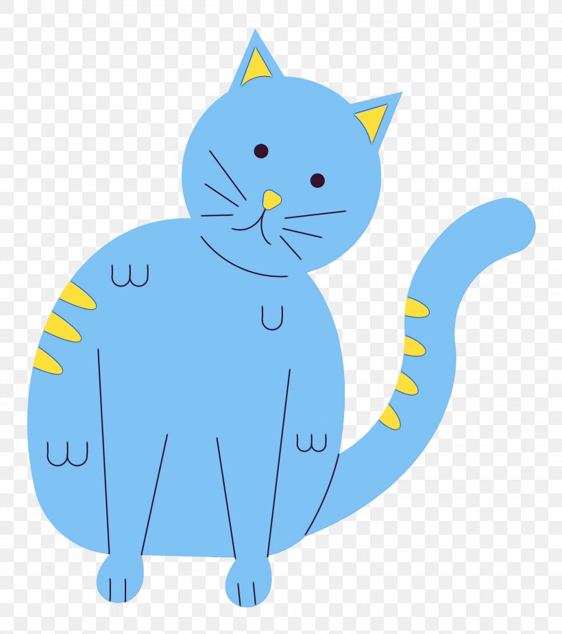 Cat Kitten Whiskers Paw Domestic Short-haired Cat, PNG, 2215x2500px, Watercolor, Cartoon, Cat, Cobalt Blue, Domestic Shorthaired Cat Download Free