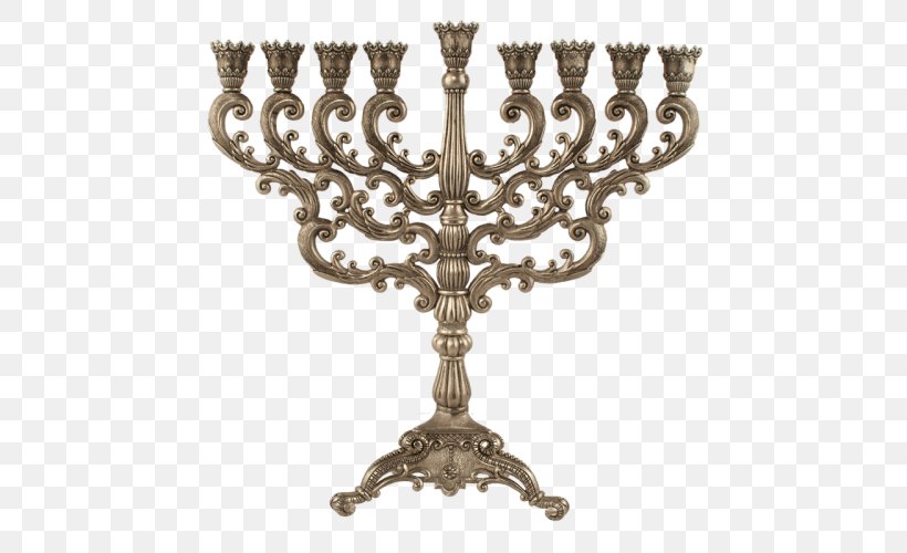 Menorah Jewish Ceremonial Art Hanukkah Judaism Symbol, PNG, 500x500px, Menorah, Antique, Brass, Candle, Candle Holder Download Free