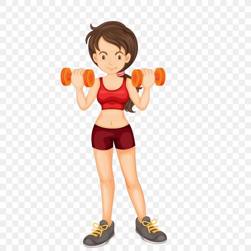 Bodybuilding Cartoon Dumbbell, PNG, 1000x1000px, Watercolor, Cartoon, Flower, Frame, Heart Download Free