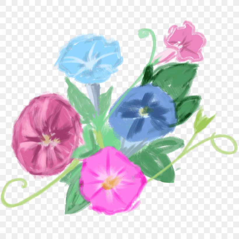 Japanese Morning Glory Watercolor Painting Illustration, PNG, 1000x1000px, Watercolor, Cartoon, Flower, Frame, Heart Download Free