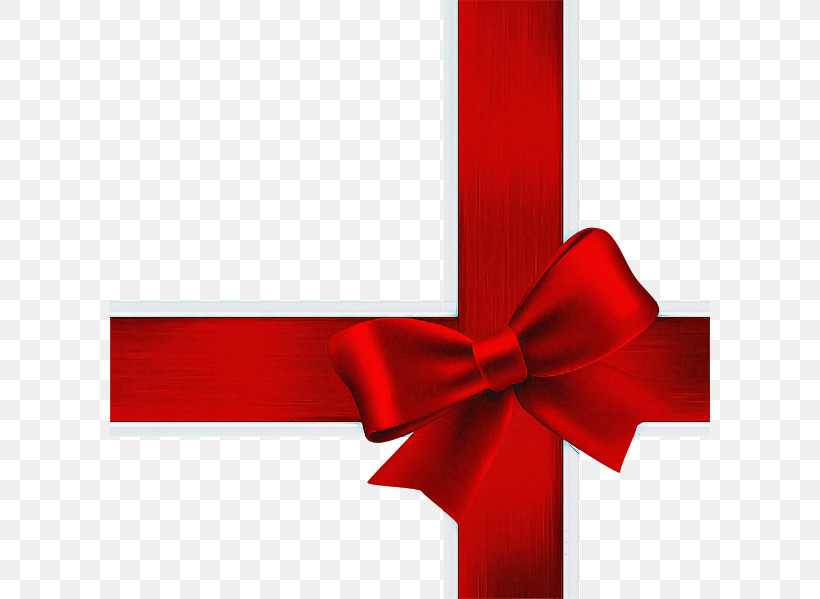 Red Ribbon Present Gift Wrapping Material Property, PNG, 600x599px, Red, Embellishment, Gift Wrapping, Material Property, Present Download Free