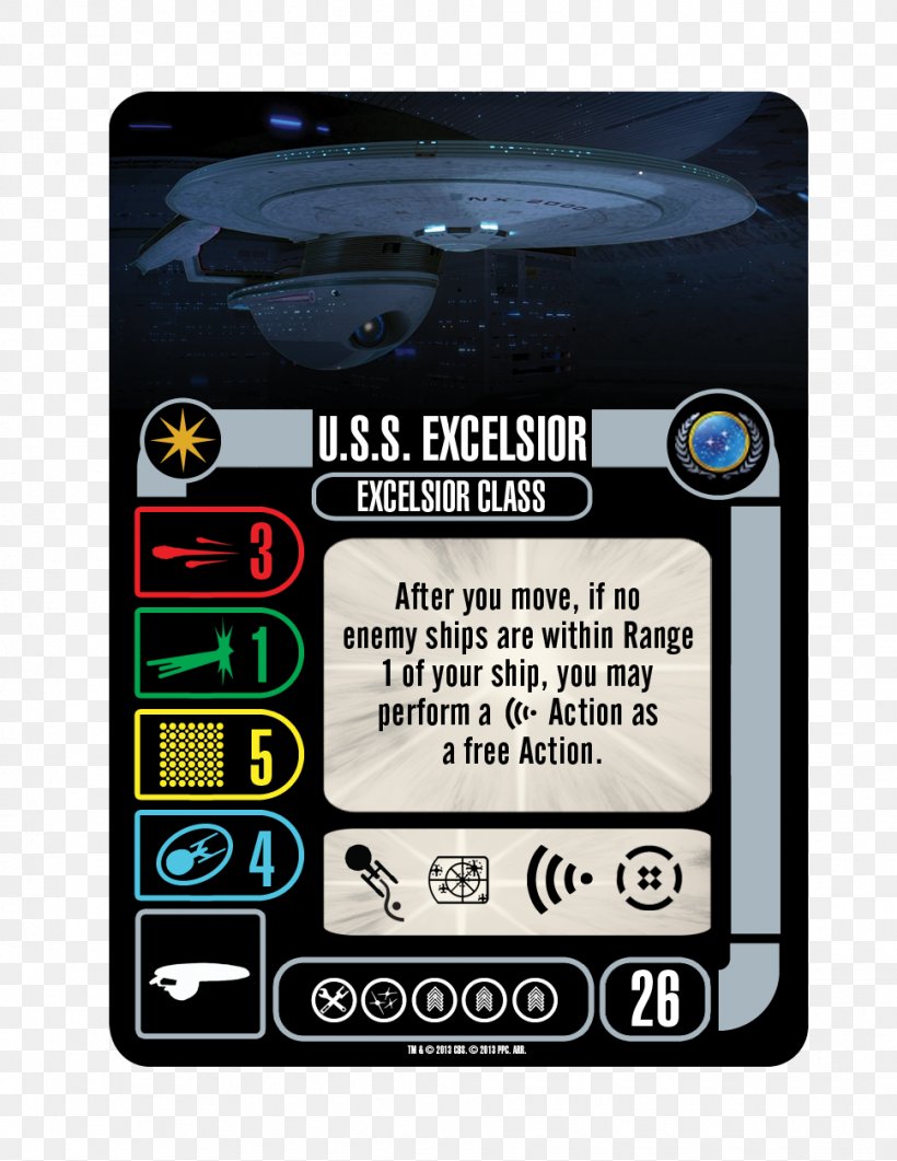 Star Trek: Attack Wing USS Excelsior Romulan Excelsior Class, PNG, 970x1256px, 23rd Century, Star Trek Attack Wing, Board Game, Dominion War, Electronic Device Download Free
