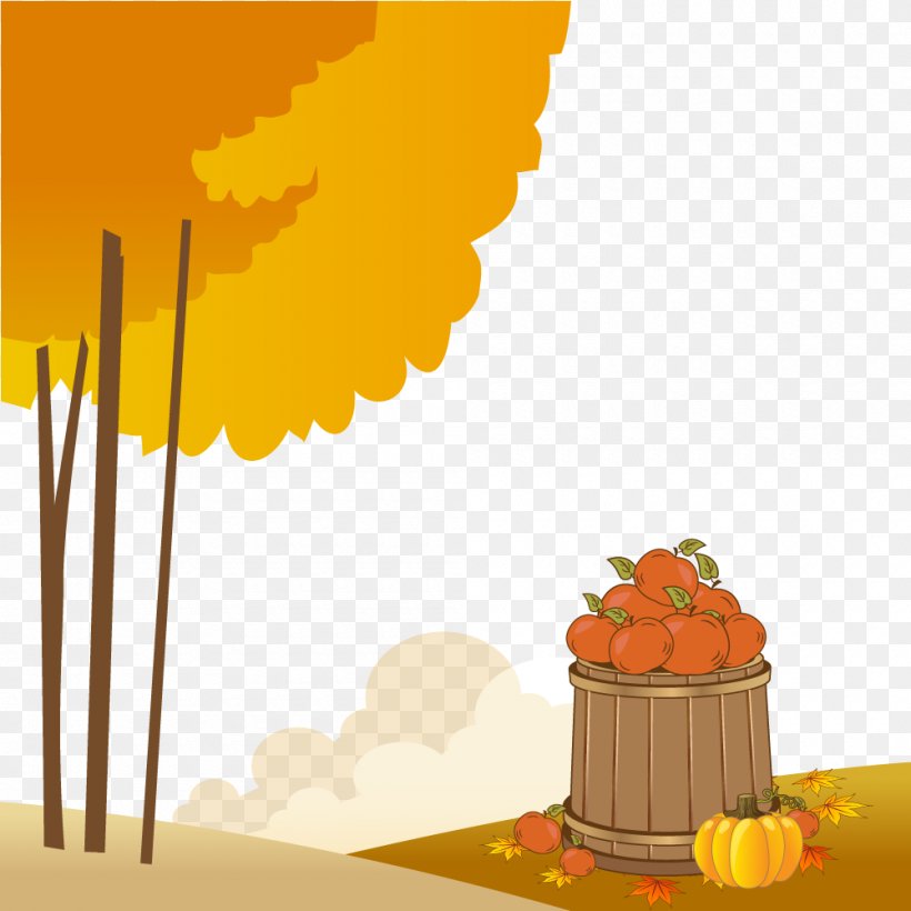 Autumn Euclidean Vector Illustration, PNG, 1000x1000px, Autumn, Drawing, Flower, Orange, Photography Download Free